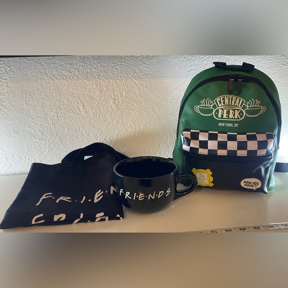 Friends TV Show Gift Set Bundle Central Perk Backpack Mug Tote Bag Fan Merch